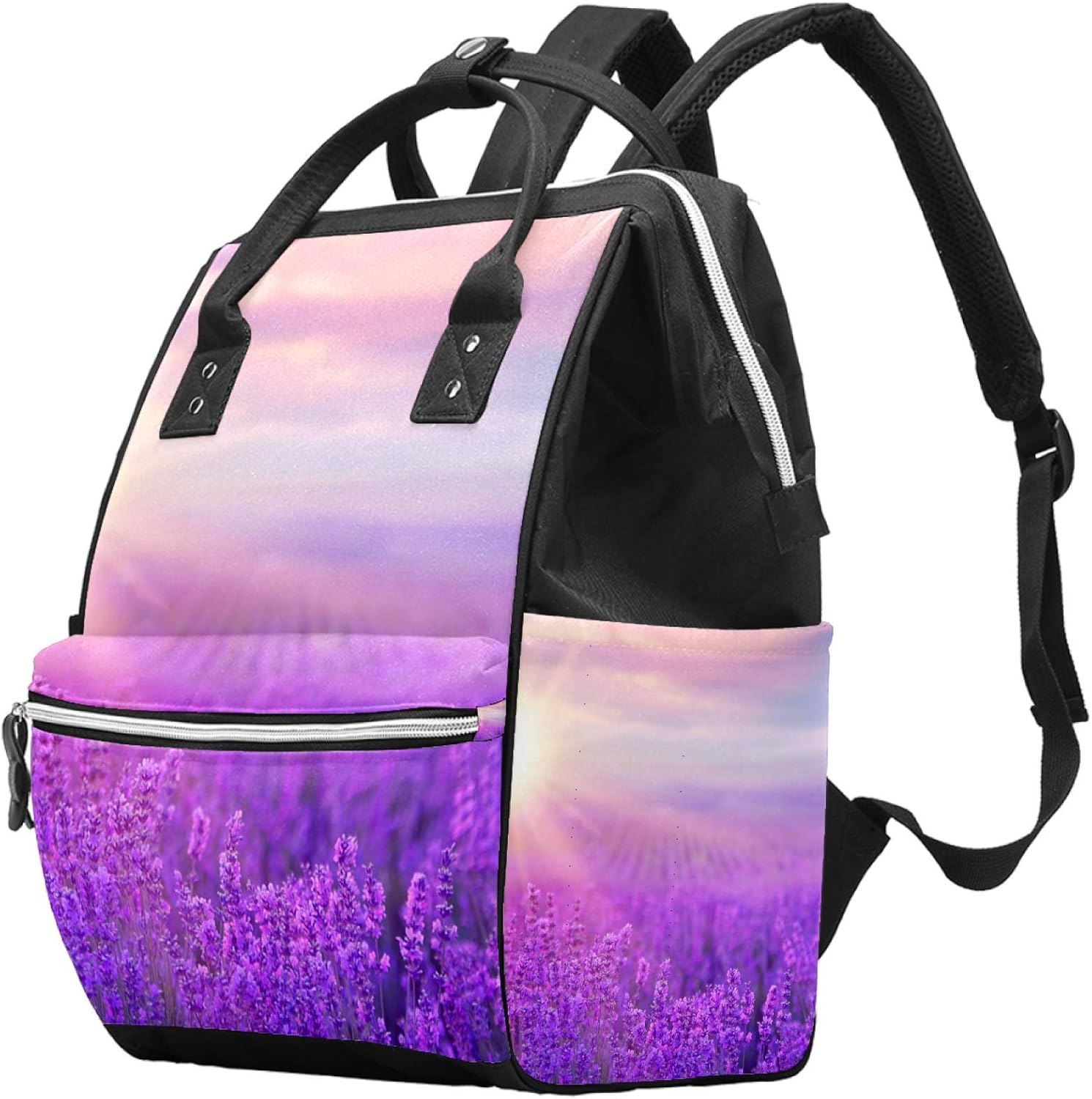 Violet Lavender Field Diaper Bag Backpack College School Backpack