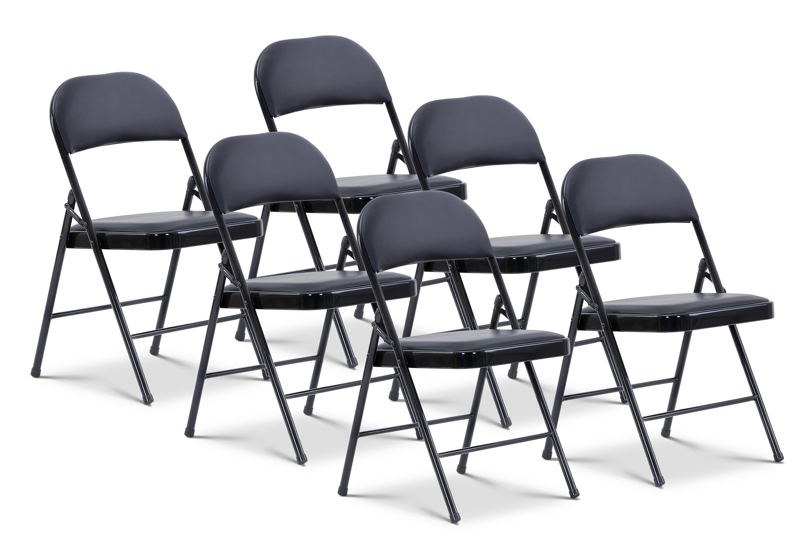 View 1 of **METAL CHAIRS**
Oline Vinyl Folding Chairs, Padded Vinyl Cushion Chairs with Durable Metal Frame, Indoor Outdoor Stackable Foldable Guest Chairs for Office Wedding Kitchen Dining, 300lb Capacity (Black, 6 Pack)