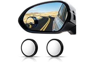 WildAuto Round Blind Spot Mirror, HD Glass 360° Adjustable Side Mirror Blindspot, 2pcs Convex Side Mirror for Cars SUV and Tr
