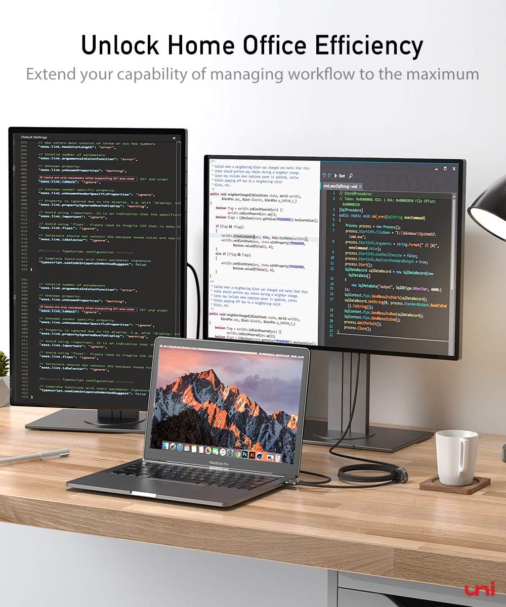 USB C to HDMI Cable for Home Office | 6ft 4K@60Hz, uni USB Type C to HDMI Cable [Thunderbolt 3 Compatible] for MacBook Pro 2020/2019, MacBook Air/iPad Pro 2020, Surface Book 2, Galaxy S20, and More: Electronics