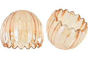 AHDWDW Small Glass Amber Tulip Lamp Shade Flower Lampshade Art Blown Lampshades,1.65" Top x 5.5" Diameter x 3.9" Height,Replacement Lamp Shades for Floor Lamp Table Wall Lamp Chandelier Island Decor 2 Pack