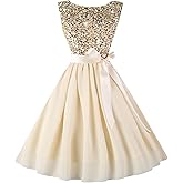 Hanpceirs Women's Boatneck Sleeveless Prom Wedding Guest Bridesmaid Dresses Cocktail Dress