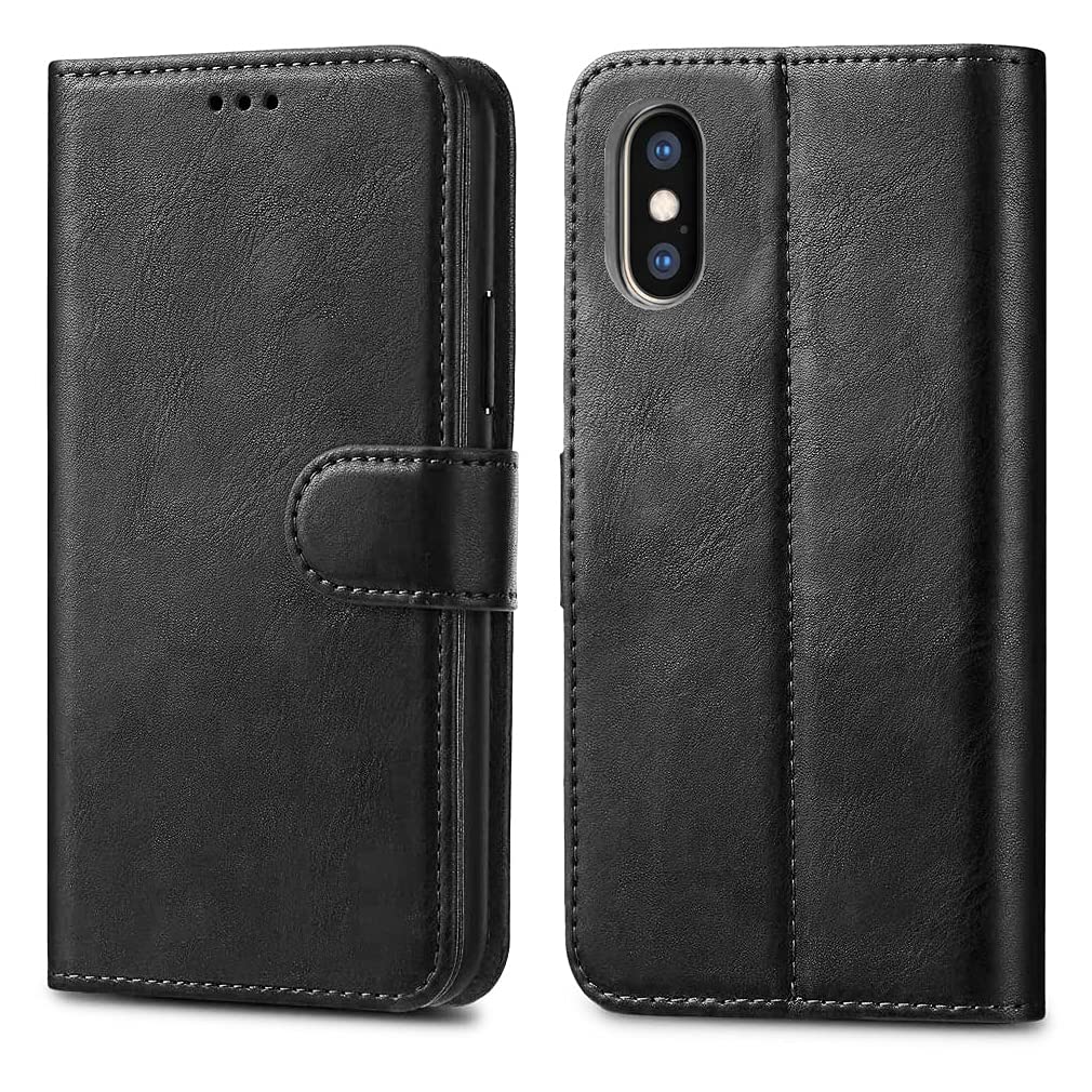 Apple iPhone XR 6.1" Cases - Premium Wallet Leather Flip Case Cover For iPhone XR 6.1" [Card Holder] [Magnetic Closure] (Black)