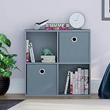 Vida Designs Durham Cube Bookcase Storage Organiser 4 Cube 2 Grey Baskets Grey view 2