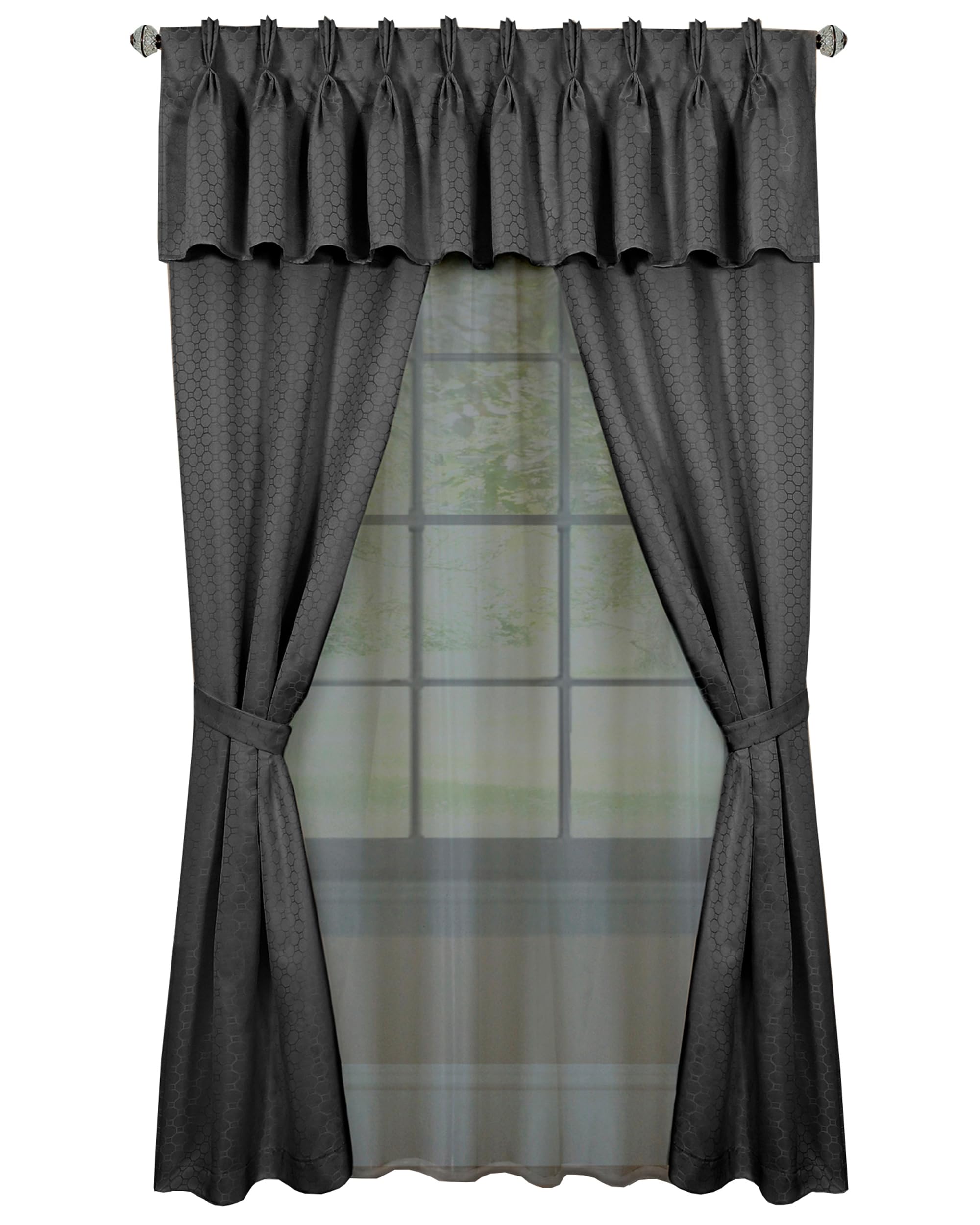 Claire Light Filtering Window Shades, Window in a Bag – Attached 6-Piece Set - 55 Inch W, 84 Inch L (Charcoal) - Polyester Curtain Drape for Kitchen, Living, Dining Room by Achim Home Décor