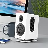 Sanyun SW601 Tilted Desk Speaker Stands Pair White 15° 2-3 inch Speakers view 5