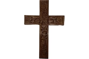 IBLAY Wall Mounted Wall Hanging Wooden Christ Cross Crucifix Catholic Rosewood Crucifix for Home, Church and Chapel Decoration (Style-1) (7.5 X 5)