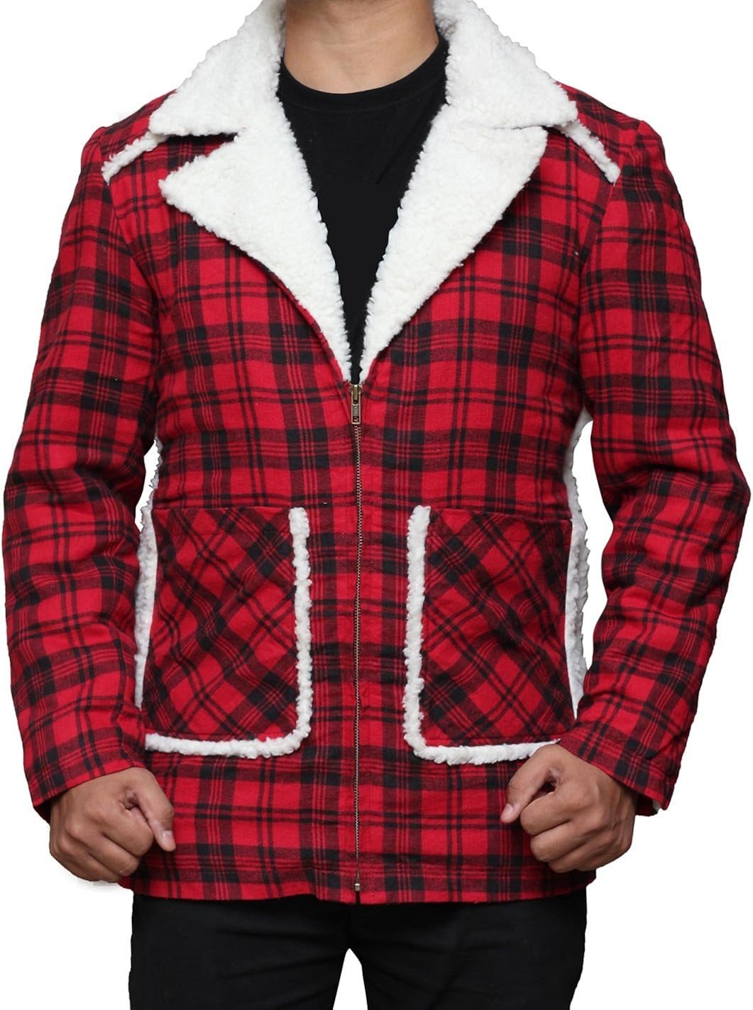 Ryan Reynolds Red Plaid Shearling Jacket Wade Wilson Shearling Jacket