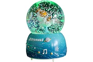 IUXROBU Snow Globe Automatic Automatic Rotatable Snowflake with Coloful Light for Girls and Women Baby Kids Sister Daughter Mom Granddaughter Grandma Christmas Birthday Presents Gifts (L)