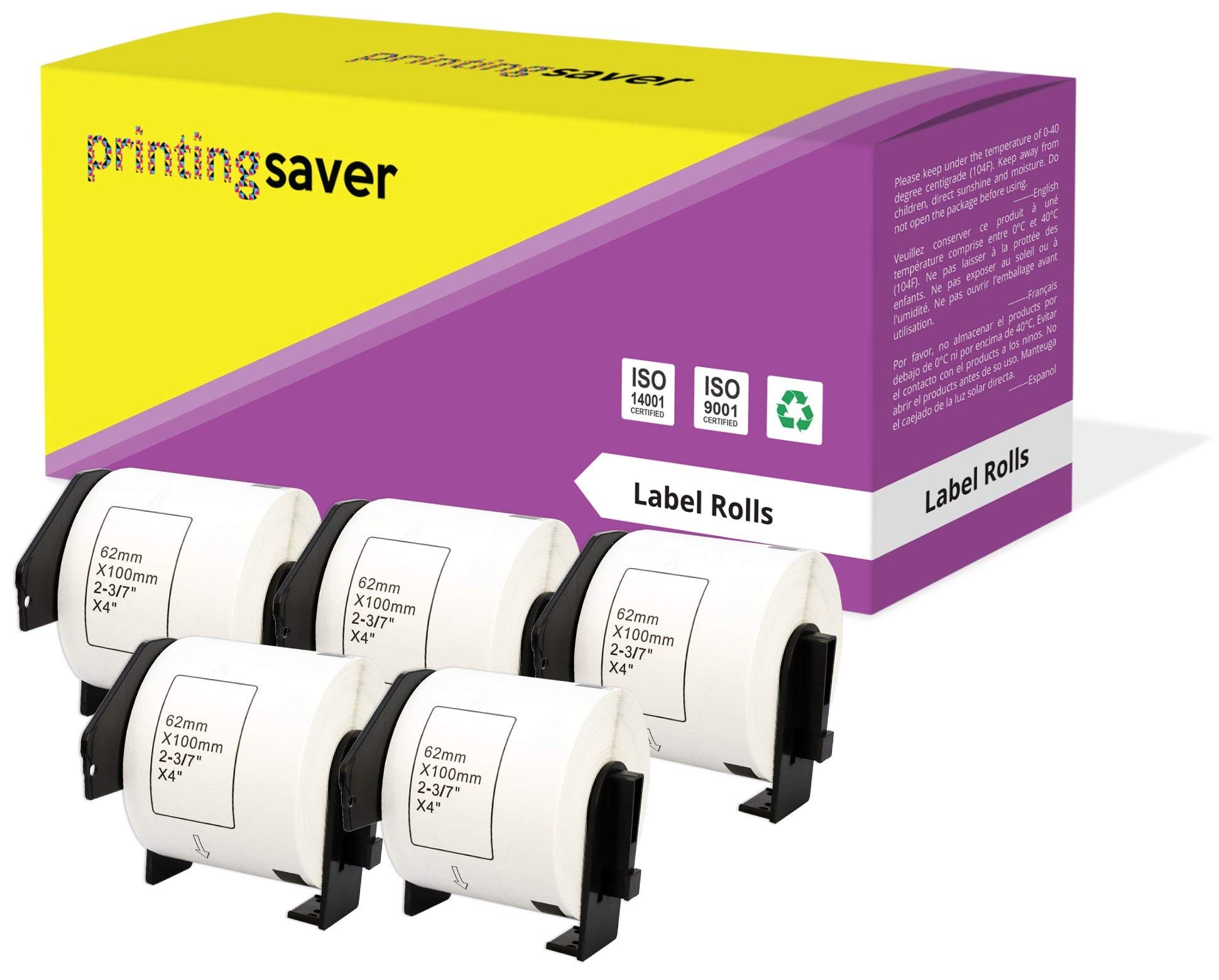 Printing Saver 5 DK-11202 Continuous White Address Labels Compatible with P-Touch QL-1050 1050N 1060N 500A 500BS 500BW 560VP 560YX 580 580N 650TD Brother Label Printers (62mm x 100mm)