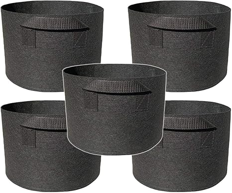 Amazon 不織布ポット 植木鉢 プランター 大型 おしゃれ 軽い 深鉢 フェルト ガーデンバッグ 野菜栽培 家庭菜園 鉢植え 大型 寄せ植え 布 大きめ 深め ５個セット 5ガロン 直径30 Cm X 高さ25cm 鉢 プランター