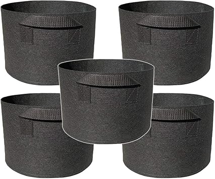 Amazon 不織布ポット 植木鉢 プランター 大型 おしゃれ 軽い 深鉢 フェルト ガーデンバッグ 野菜栽培 家庭菜園 鉢植え 大型 寄せ植え 布 大きめ 深め ５個セット 5ガロン 直径30 Cm X 高さ25cm 鉢 プランター