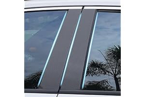 BoxCheer Door and Window Pillar Accessories Fit for Ford Fusion 2013-2020 Car Printed Chrome Door and Window Pillar Trim, PC Material, Scratch Resistant 6 PCS - Carbon Fiber