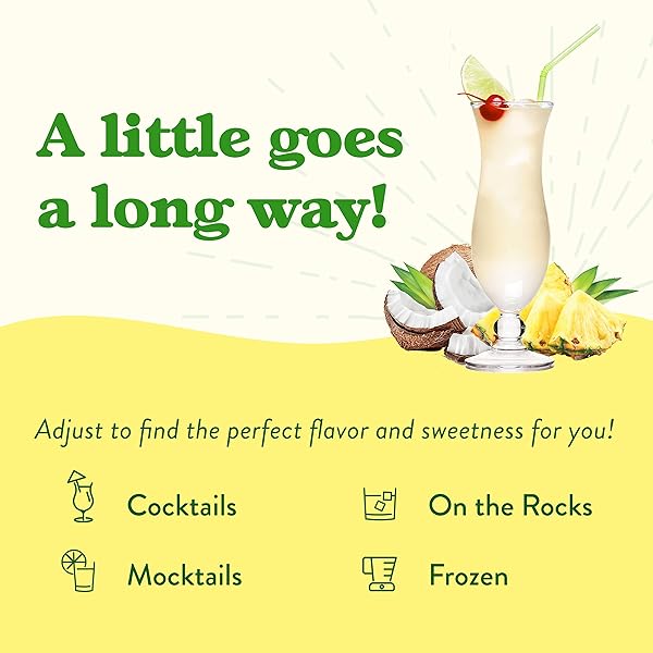 JORDAN’S SKINNY MIXES PINA COLADA MIX, FLAVORED COCKTAIL MIXER FOR DRINKS, TROPICAL DRINK FLAVORING FOR COCKTAILS & MOCKTAILS, LOW CALORIE, GLUTEN FREE, KETO FRIENDLY, 25.4 FL OZ, 1 PACK