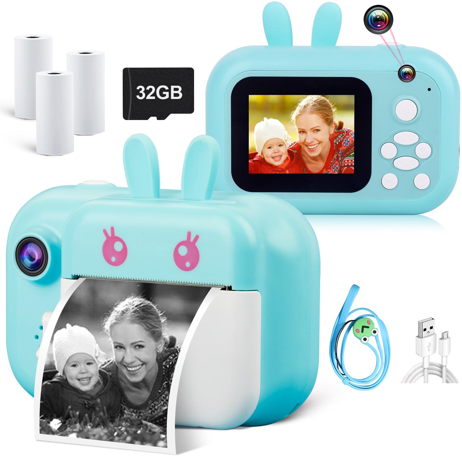 Photo 1 of MINIBEAR Kids Camera Instant Print Camera for Kids Digital Camera Toddler Toys Christmas Birthday Gifts for 3 4 5 6 7 8 9 10 Year Old Boys Girls, Blue