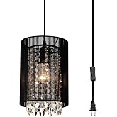 LaLuLa Mini Crystals Plug in Pendant Light,1-Light Hanging Lamps for Living Room Plug in,Bedrooms,Girls Room,Vanity,Playhouse,Closet