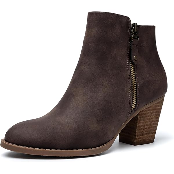 Boots With Heels For Women Women's Zipper Chunky Ankle Boots