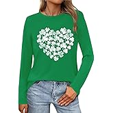 CQF St Patricks Day Shirt Women Lucky Irish Shamrock Clover Long Sleeve Happy St Patrick’s Day Print Tshirts