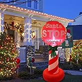 Vipush 4 FT Santa Stop Here Sign Christmas Inflatable with LED Lights for Christmas Decorations Indoor Outdoor Yard Lawn Holiday Garden Decorations