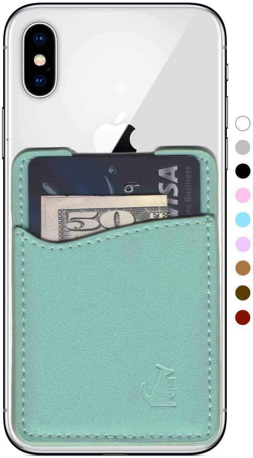 Wallaroo Leather Phone Card Holder For Smartphones (Spearmint Leather)
