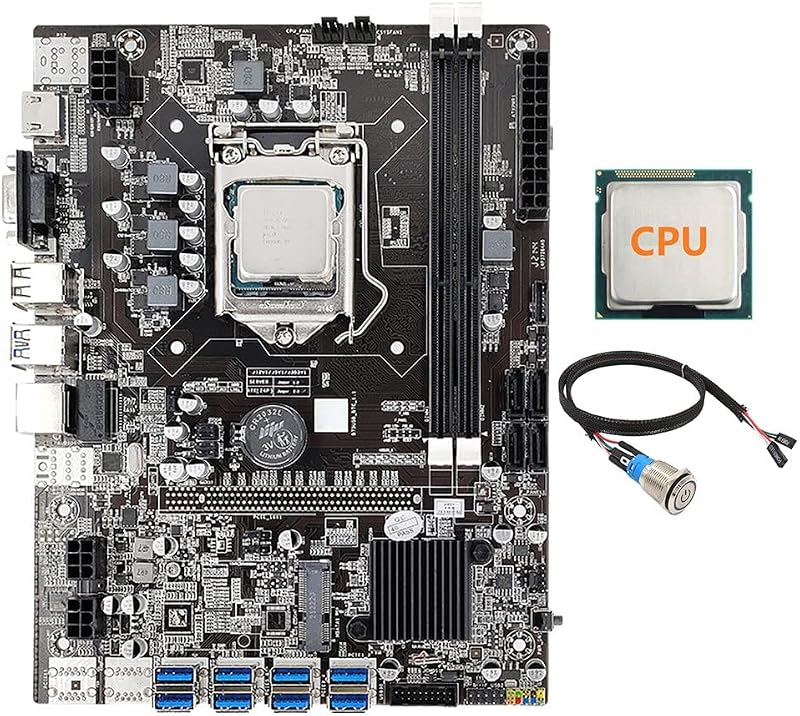 Oikabio B75 BTC Mining Motherboard 8x GPU USB 3.0 LGA1155 DDR3 MSATA with CPU