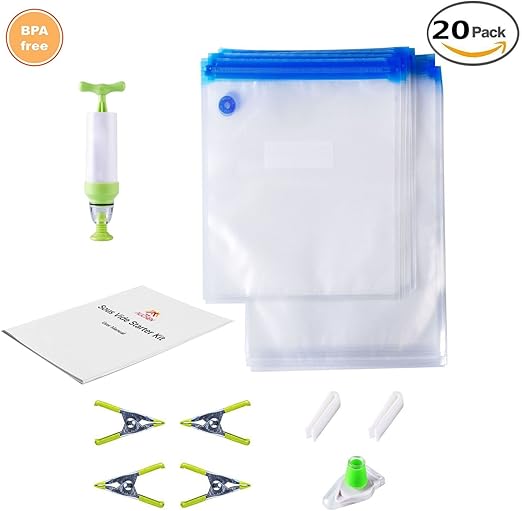 Sous Vide Bags Kit for Anova and Joule Cookers - 20 BPA Free Food