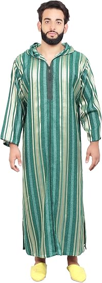 Amazon モロッコdjellaba男性服ハンドメイドと刺繍通気性フード付きグリーン 民族衣装 通販
