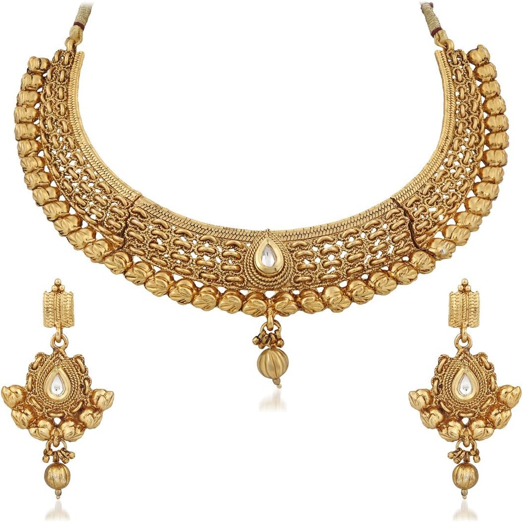 Apara Gold Plated Antique Kundan Necklace Set for Women