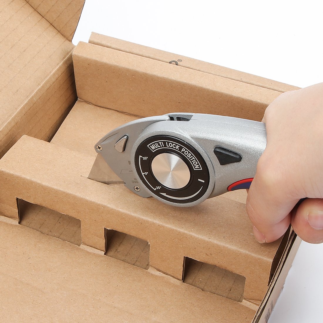 WORKPRO Folding Utility Knife Streamline MultiLockPosition Box Cutter with Blade Quick Change
