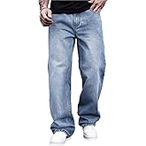 ESDVQ Men's Classic Jeans Relaxed Fit Jeans - Straight Leg Stretch Denim Pants with Comfort Flex Waist