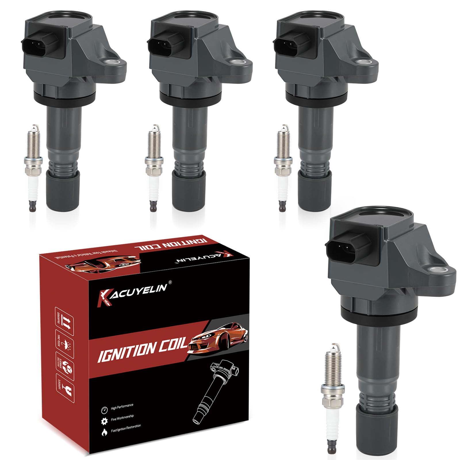 Photo 1 of UF672 Ignition Coil Pack and Iridium Spark Plugs Set of 4 Compatible with Honda Civic HRV Acura ILX 2012-2020 1.8L 2.0L L4 Replaces#C900, 5C1880, 97390