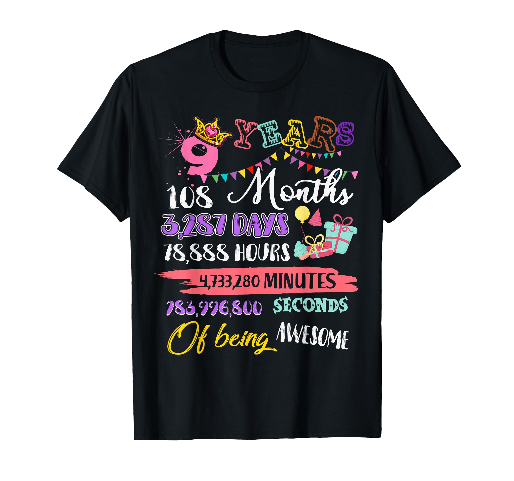 Photo 1 of 9th Birthday For Girls 9 Years Old Being Awesome Gift T-Shirt medium