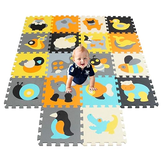qqpp Puzzlematte ?18 TLG. Kinderspielteppich Spielmatte Spielteppich Schaumstoffmatte Matte ? Kälteschutz ?abwaschbar ?bunt ?