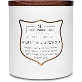 Manly Indulgence Warm Beachwood Scented Candles for Men, 15 oz Wooden Wick, Premium Soy Blend Wax, 60H Burn, Candles for Home Scented - Made in The USA