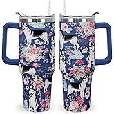 sxmluedn Husky Gifts for Women Cute Dog Tumbler Coffee Cup for Women Husky Travel Mug 40 Oz Stainless Steel Insulated Water Bottle With Lid and Straw