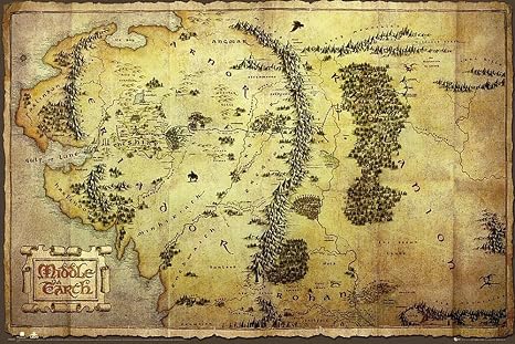 The Hobbit An Unexpected Journey Giant Xxl Movie Poster Map Of Middle Earth Size 55 Inches X 39 Inches - 