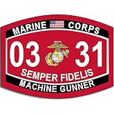 Semper Fidelis 03 31 Machine Gunner Sticker (0331 US USMC Vinyl Decal (3 x 4 inch) USMC Licensed