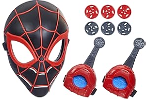 Spider-Man Marvel Across The Spider-Verse Web Action Gear, Miles Morales Costume Mask and Gauntlets, Super Hero Toys for 5 Year Old Boys and Girls and Up