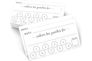 321Done Loyalty Punch Cards, Made in USA - Customer Reward Card 3.5x2, Business Card Size, Redeem 10 Punches or Visit for Prize, White - Set of 50