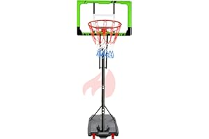 MAYFIRE Portable Basketball Hoop Height Adjustable 4.0-10ft: Outdoor Basketball Goal System for Kids Youth Teens in Backyard/Driveway/Indoor, 33-45 Inch Shatterproof Backboard and Stable Base
