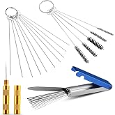 Coeweule Carburetor Cleaning Kit, Premium Torch Tip Cleaner, Stainless Steel 13 Clean Line Set 10 Needles 5 Nylon Brushes 1 Pointed Picks for Small Engine Lawnmower Welding Stove Airbrush Spray Gun