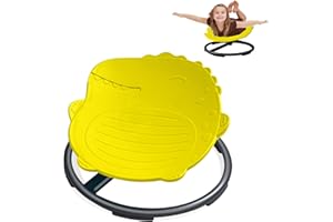 ORANMEW Dinosaur Spinning Chair for Autistic Kids – Sensory Spinning Toy, Spin Chair for Kids Autism, Sensory Swivel Seat for Balance, Coordination, Focus & ADHD Support, Autism Sensory Products (Yellow)