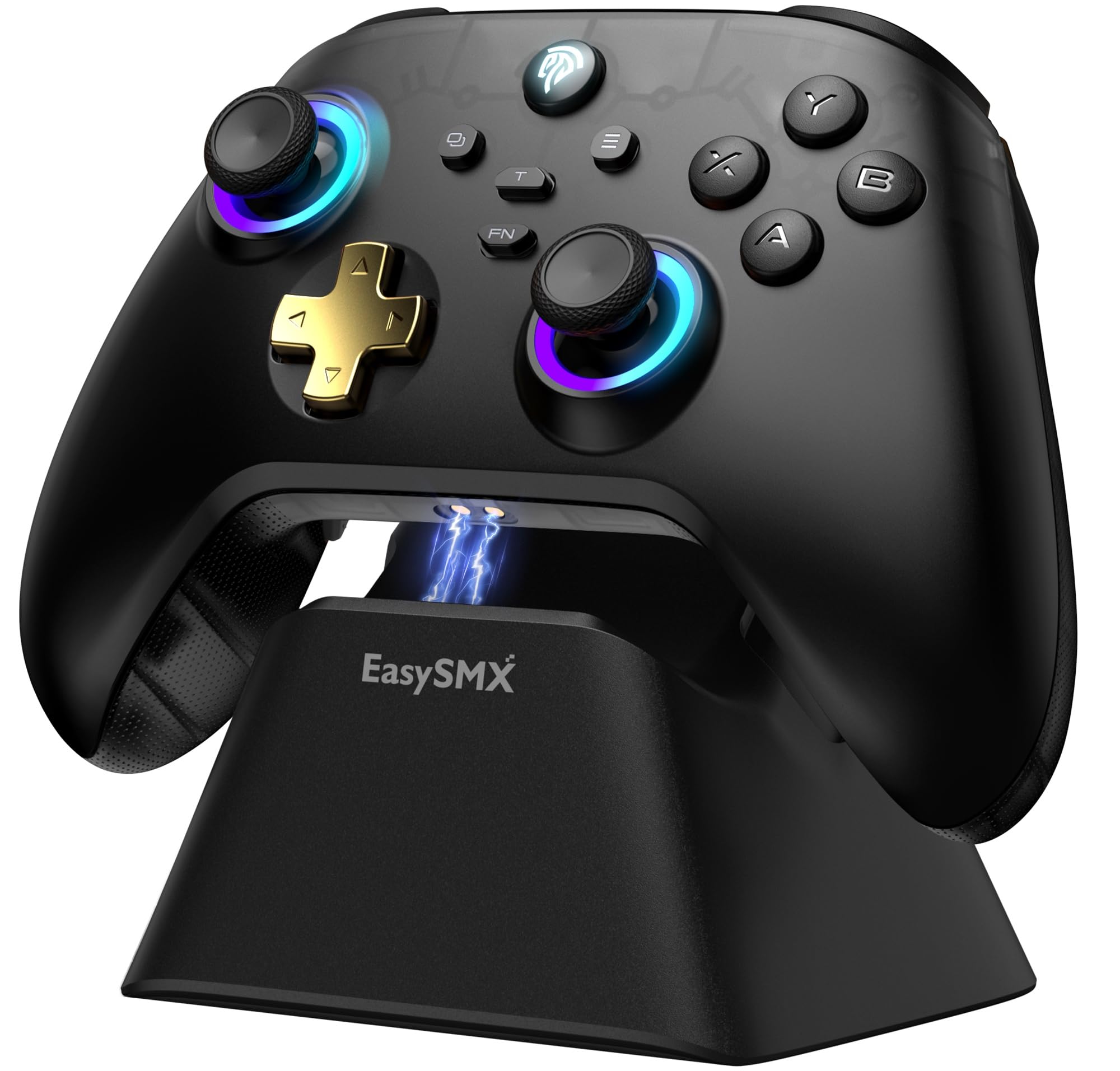 Photo 1 of EasySMX D05 PC Controller - Enhanced Wireless Bluetooth Pro Controller with Charging Dock/Hall Sensor/RGB Lighting - No Stick Drift, No Dead Zone - Work for Windows PC, Android, Steam and Switch