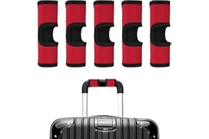 TIXIPEM Luggage Handle Wrap [5PCS] - Neoprene Luggage Identifiers Hollow Design Use for Push-Button Suitcase & Trolley Case - [Red-6IN/15CM] Comfort Grip Handle Cover