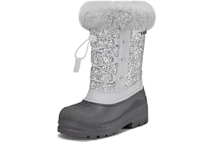 K KomForme Boys & Girls Snow Boots Insulated Fur Lined Warm Anti-Slip Waterproof Winter Boot (Toddler/Little Kid/Big Kid)