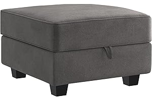 HONBAY Ottoman Module for Modular Sectional Sofa, Storage Ottoman Square Ottoman Bench for Living Room, Velvet Grey