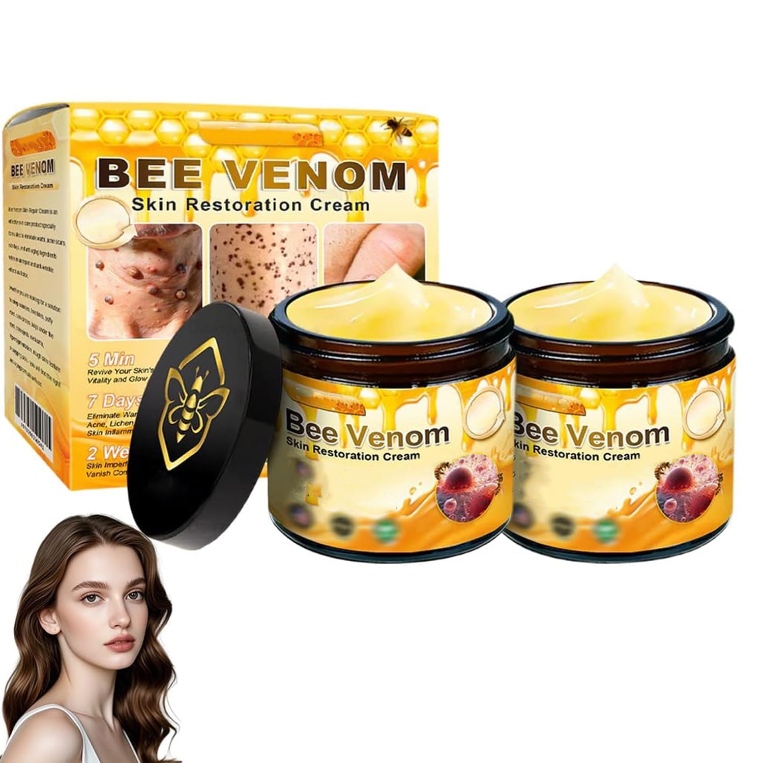 Photo 1 of 2 PCS Bee Venom Skin Restoration Cream,Bee Venom Skin Treatment Cream,Firms and Rejuvenates, Quickly Smoothing Out Wrinkles and Fine Lines
