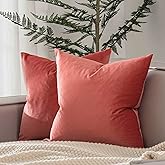 JUSPURBET Couch Pillow Covers Set of 2 Decorative Velvet Throw Pillow Covers Cases for Living Room Bedroom Home Decor Soft Cushion Covers Cases with Hidden Zipper for Sofa Bed 18x18 inch,Coral