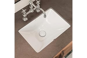 18 Inch Undermount Bathroom Sink Rectangle, Los Flexi 18″ x 13″ White Ceramic Undermount Lavatory Sink with Overflow, Compact Undercounter Vanity Sink for Small Bathrooms