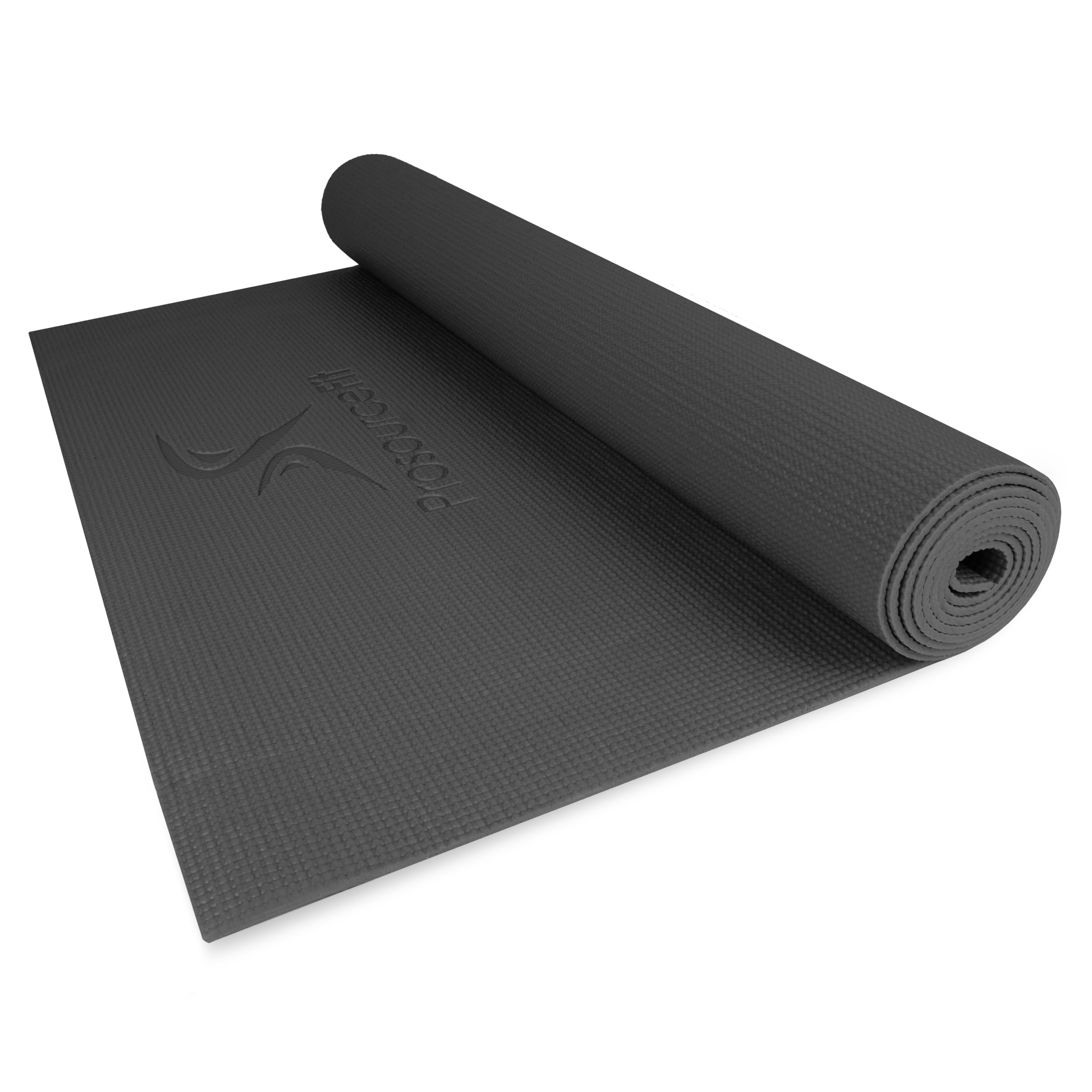 ProsourceFit Classic Yoga Mat Thick 1/8-inch (3mm) Thick, Extra Long 72-inch Lightweight Non-Slip Surface for Fitness, Pilates, or Yoga Exercise, Black